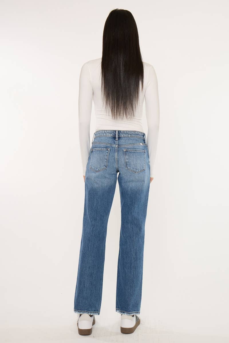 KAN CAN MID RISE TRUE STRAIGHT JEANS