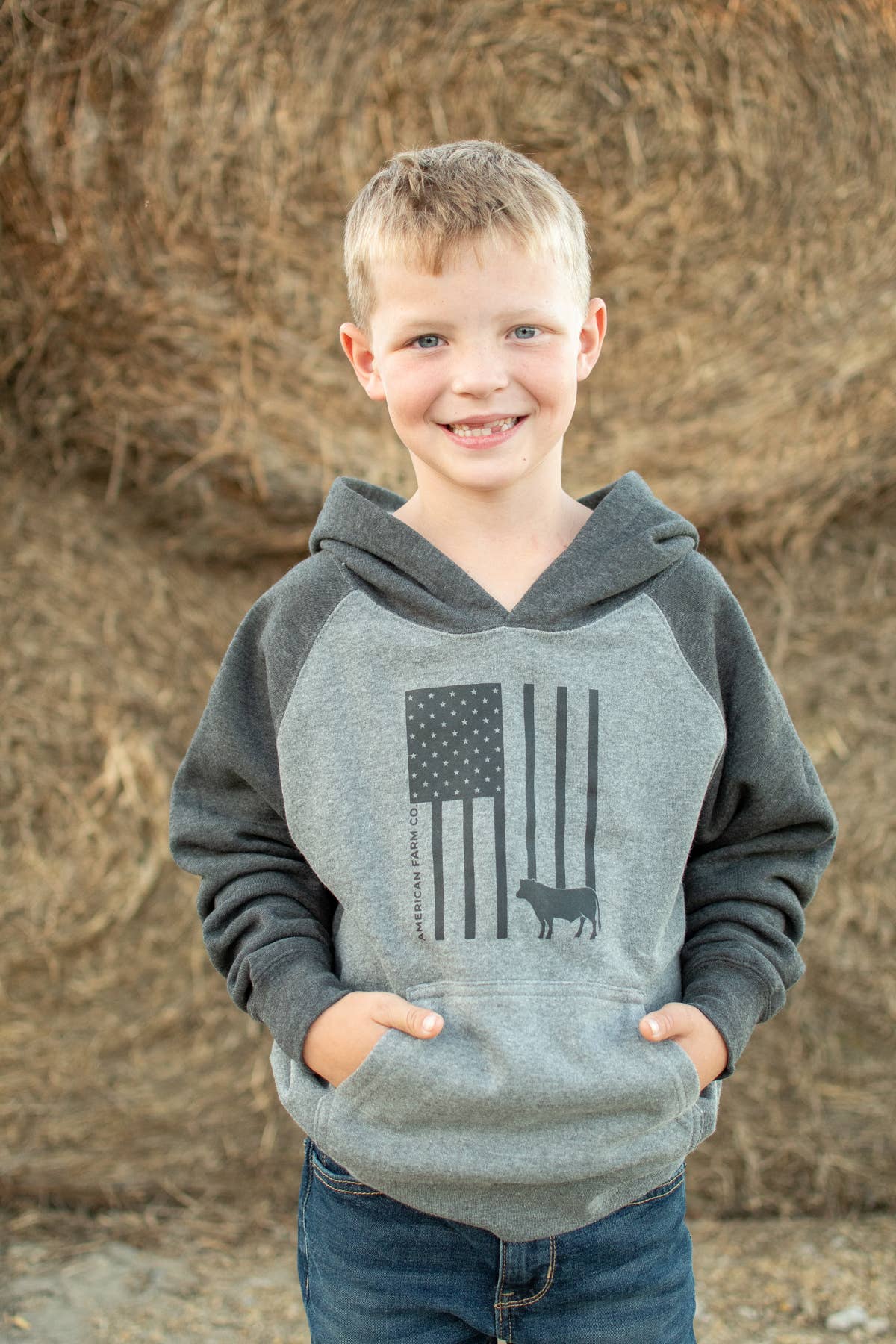 Western Cow Flag Kids Graphic Hoodie