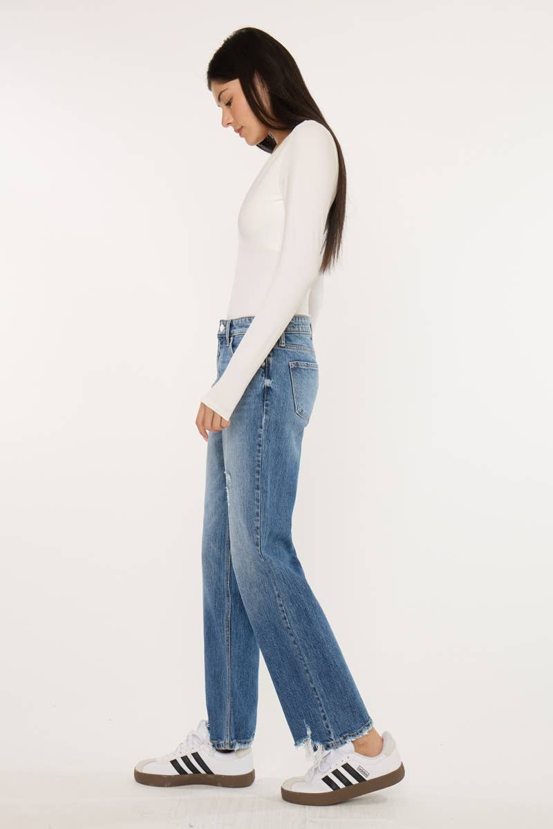 KAN CAN MID RISE TRUE STRAIGHT JEANS