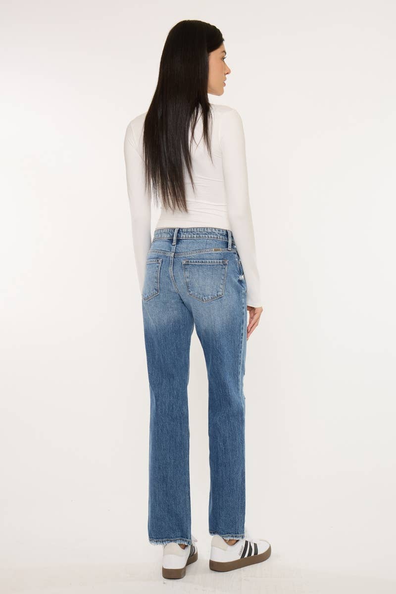 KAN CAN MID RISE TRUE STRAIGHT JEANS