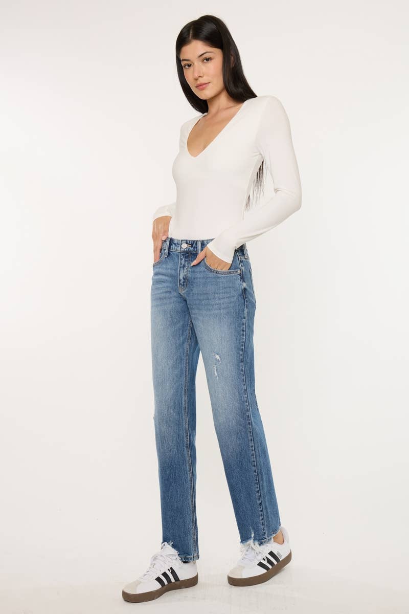 KAN CAN MID RISE TRUE STRAIGHT JEANS
