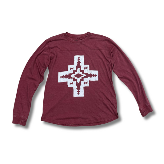 WOMENS MAROON AZTEC CREW