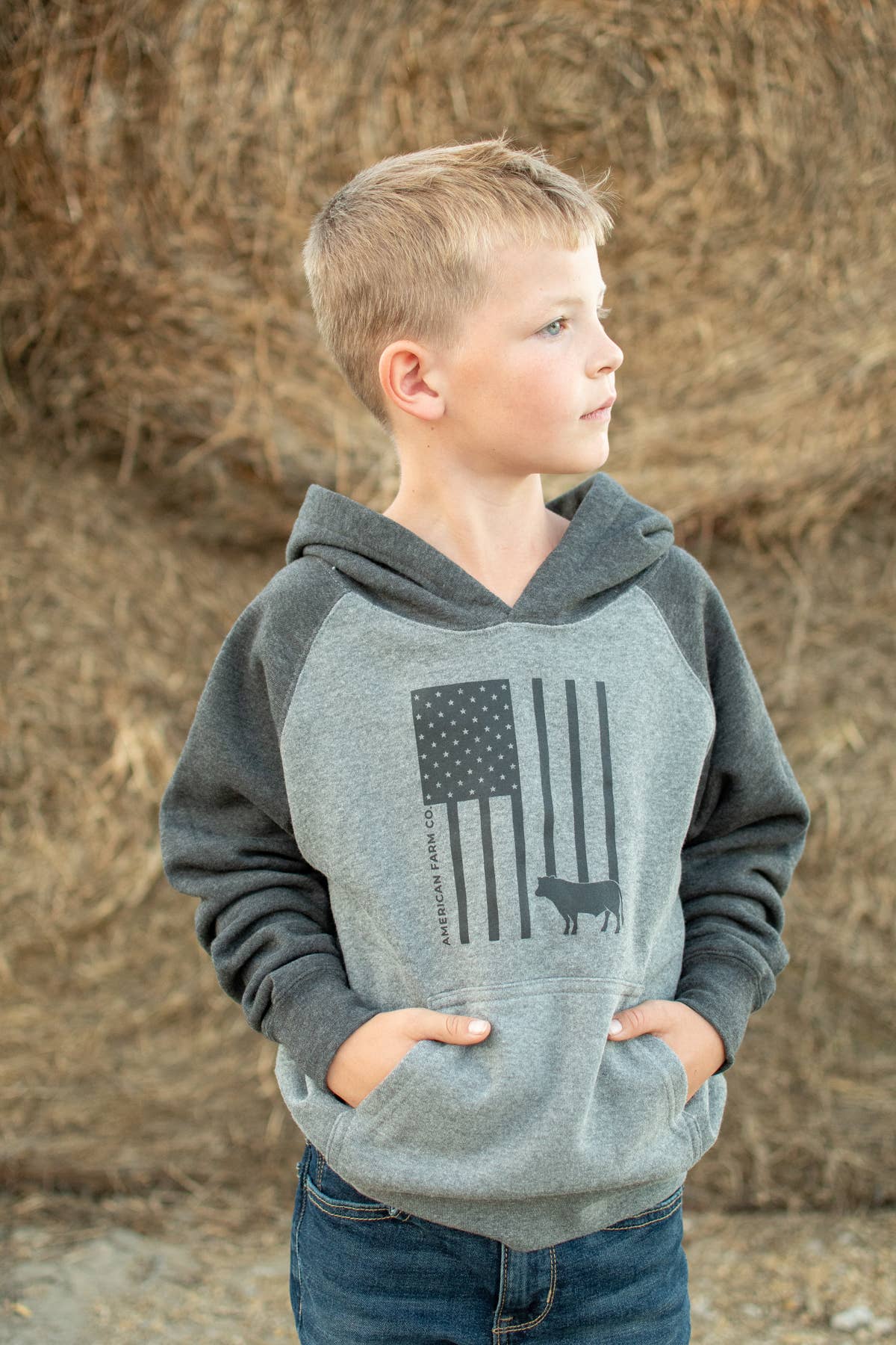Western Cow Flag Kids Graphic Hoodie