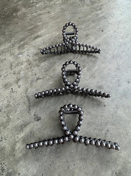 Silver Studded Claw Hair Clip