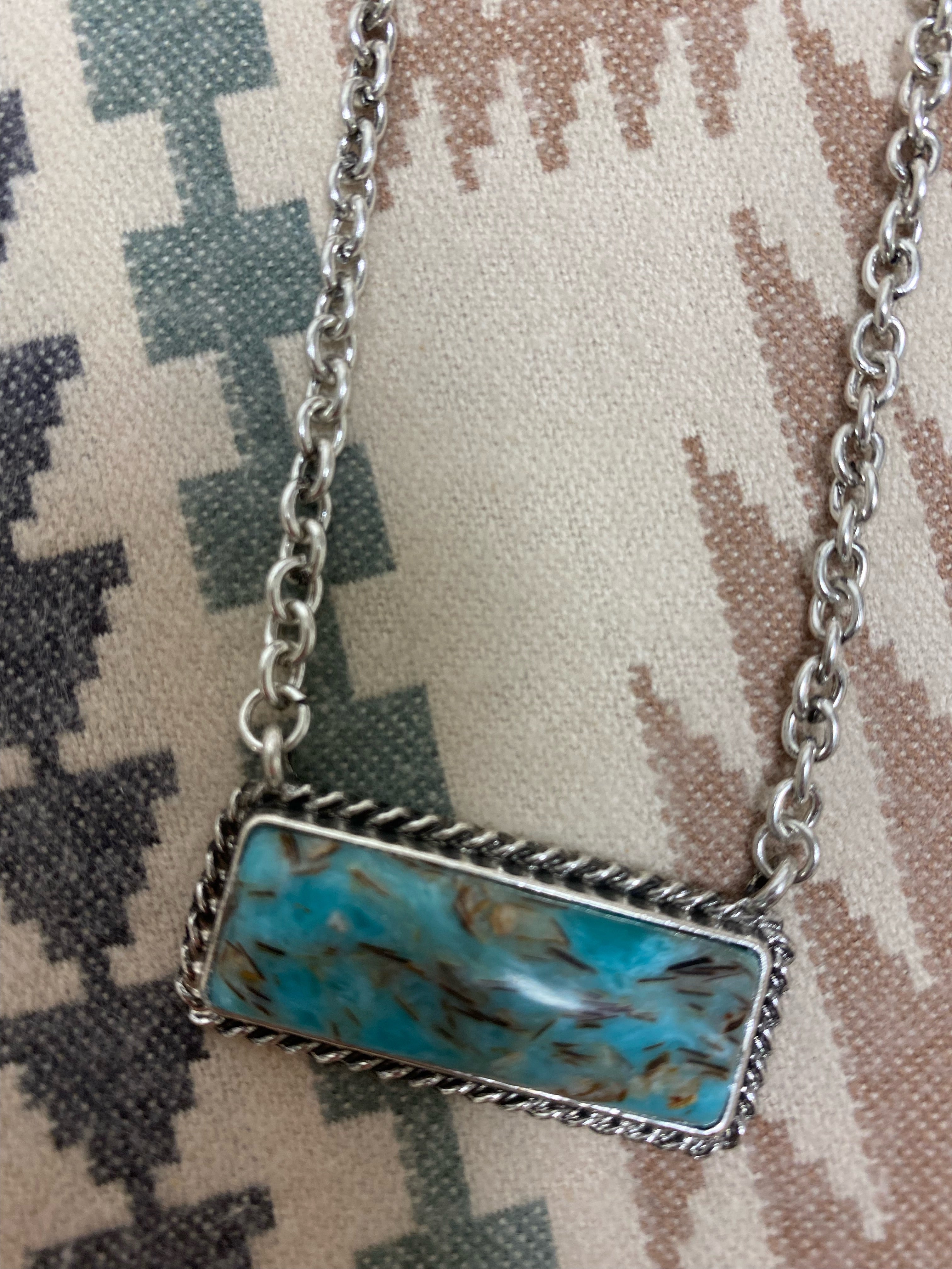 Real turquoise bar on sale necklace